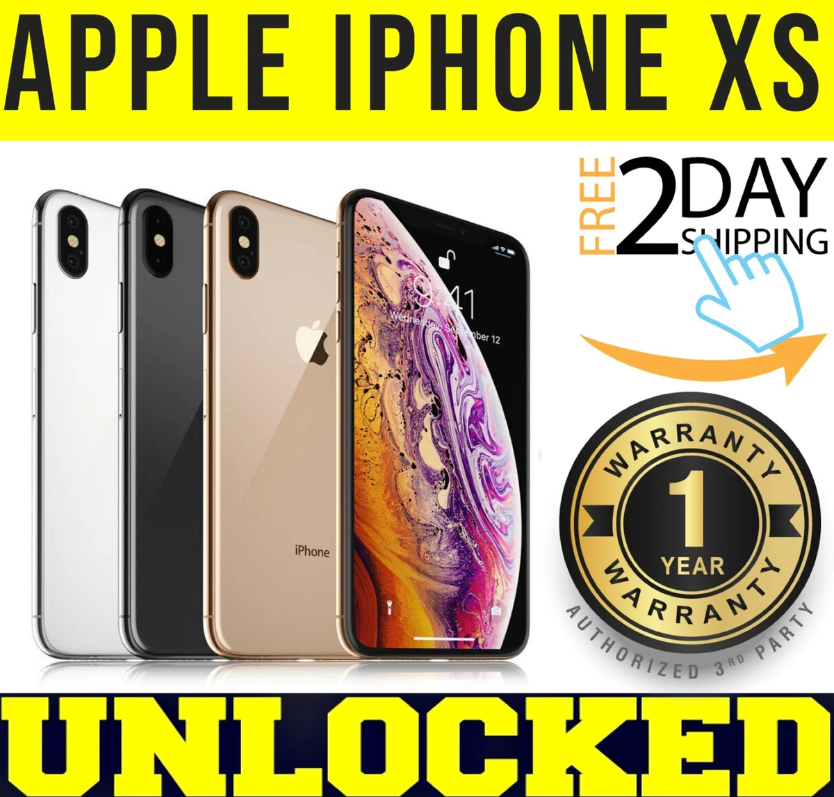 Apple iPhone XS 64GB│256GB│512GB (FACTORY UNLOCKED) 🔋 100% BATTERY 🔋 ❖SEALED❖