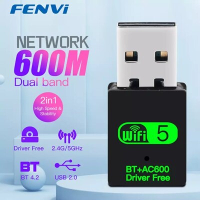 2in1 Bluetooth Dongle + WLAN Dual Band USB Stick ac600Mbit/S Adapter PC Windows