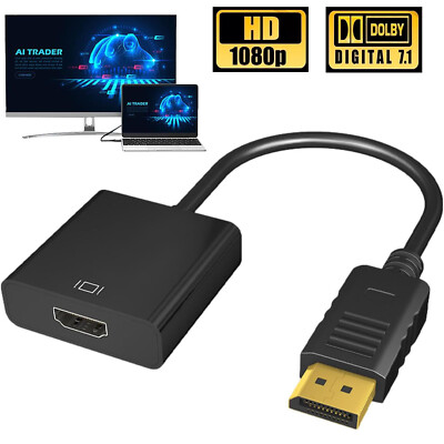 Displayport zu HDMI Adapter | DP Stecker auf HDMI Buchse Kabel Video Konverter