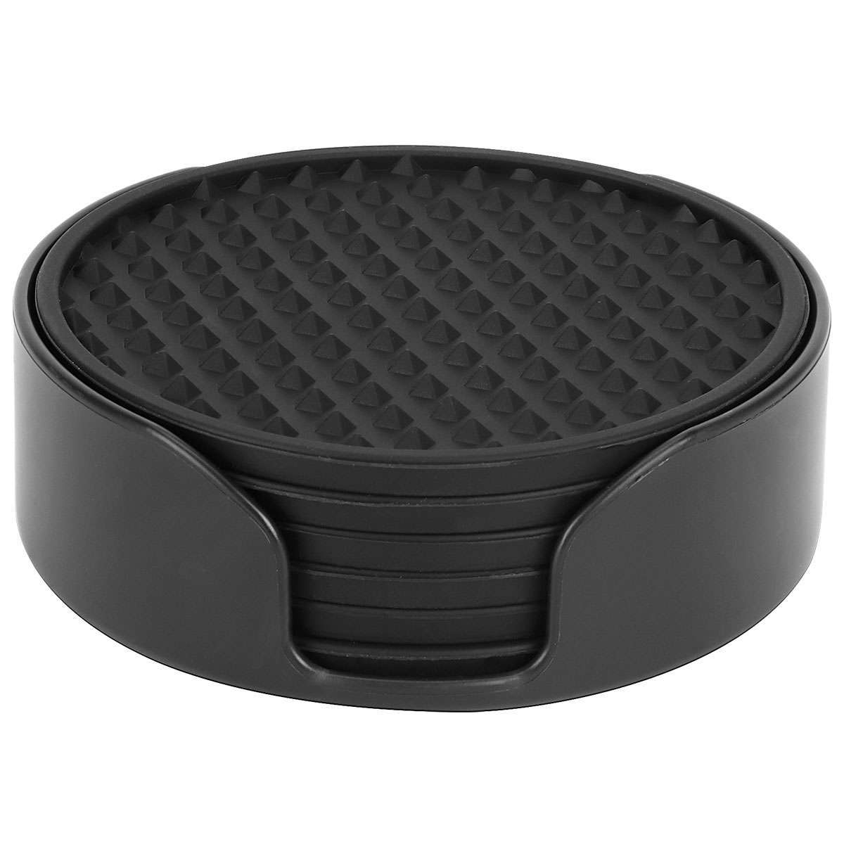 6pcs Silicone Drinks Coasters Non-Slip Cup Mat Pad With Holder Round Rubber