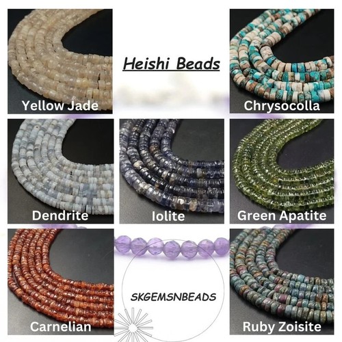 Natural Multi Stone Heishi Disc Beads Strands Tyre Shape Stone Smooth Gemstone - Picture 52 of 52