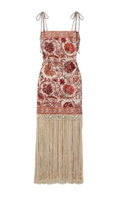 Zimmermann Vitali Fringe Mini Dress | Sepia Floral, Tie Belt