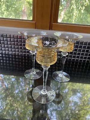 ANTIQUE SET(3) HC Fry Amber Threaded Wine Glasses W/Controlled Bubbles  7.25"H | eBay