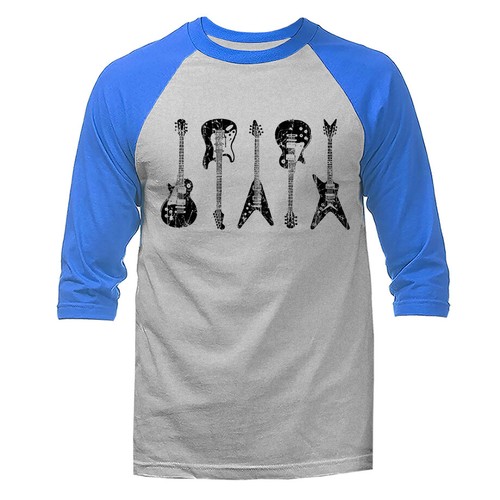 Music Band Guitar Instrument Graphic 3/4 Sleeve Raglan T-shirt - Picture 8 of 10