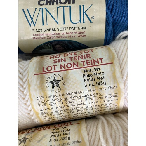 Vintage Caron & Pop'n Garnpaket Ivory Worsted & Sport Häkeln Stricken Stricken 90er - Bild 8 von 12