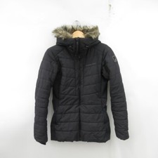 Didriksons Elin Parka Coat Ladies Uk S Black Mid Length Faux Fur Trim Sweden
