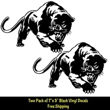 Stalking Black Panther Two PK 7" x 5" Black Vinyl Decals Car Truck Door Mirror