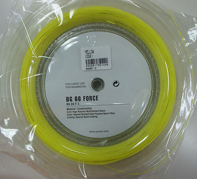 YONEX Badminton String BG66 Force BG 66 F, 200 m, YELLOW, Maximum