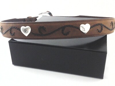 TONY LAMA Ropin’ Hearts Belt Western Brown Leather Silver Heart Conchos Vintage Tony Lama Silver Heart Brown Leather belt – Holy Thrift main image 4