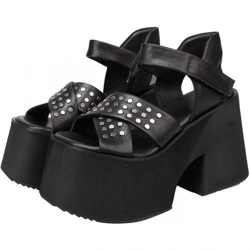 Women Genuine Leather Gladiator Sandals High Heel Platform Creeper Pumps Party - Picture 12 of 12