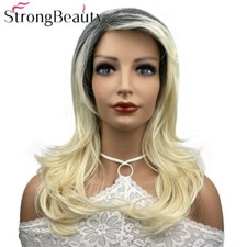 StrongBeauty Long Wavy Wigs Blonde Ombre Wig Heat Ok Women Synthetic Hair