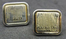 Vintage Christian Dior Pair of Gold Striped Cufflinks Designer Men's Accessories