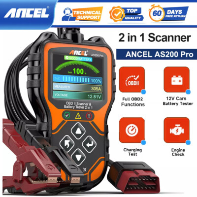ANCEL AS200 Pro Car Diagnostic Scanner Tool Code Reader Battery Tester Check Eng