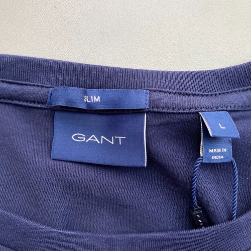 GANT Hombre Azul Marino Original Ajustado Cuello Redondo Manga Corta Camiseta - Imagen 4 de 12
