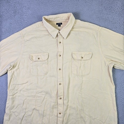 J. Peterman Flannel Button Front Shirt Men's XXL Yellow Workwear Logo As Is - Picture 8 of 14
