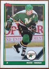 1991-92 TOPPS MARK TINORDI MINNESOTA NORTH STARS CARD #308 NM/MT