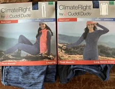 Cuddl Duds Climate Right Women’s Plush Warmth Legging & Top Blue  Size XL