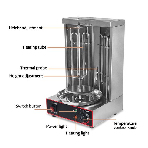 Máquina eléctrica comercial Shawarma Kebab 3000 W parrilla giratoria para tostar pollo - Imagen 6 de 6