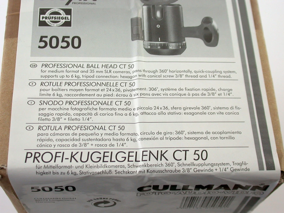 CULLMANN Germany Titan CT50 Kugelkopf tripod ball head professional NOS new neu - Bild 3 von 4