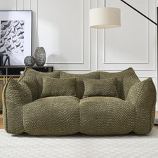 Bean Bag Chair with 2 Pillow Loveseat Giant Armrests for Adults Olive Green