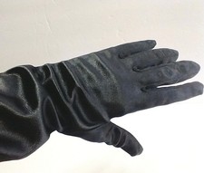 Ladies Black Silky Nylon Spandex Long Formal Opera Gloves One Size Fits All 15"