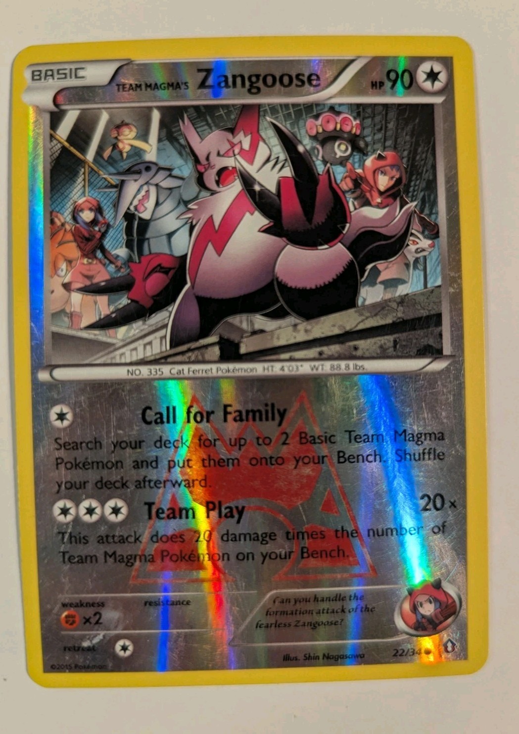Team Magma's Zangoose 22/34 Double Crisis Reverse Holo LP Free Ship
