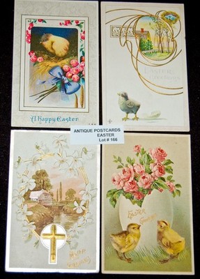 ANTIQUE Postcards Lot of 4 Over 110 Years Old Lot#166 Easter