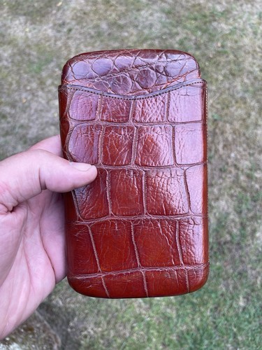 Vintage Early C20 Large Crocodile Skin Cigar Wallet Case Expandable 7" x 4" Ex - 第 12/15 張圖片