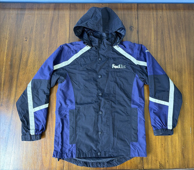 FedEx FD3336 Stan Herman Reflective Hooded Rain Coat Windbreaker Size Medium
