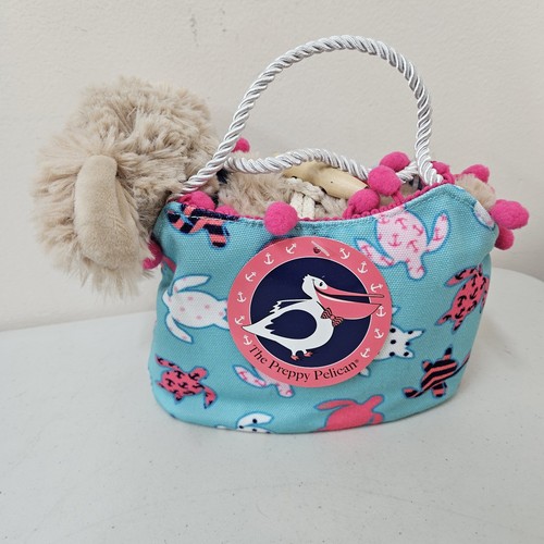 NEU ~ The Preppy Pelican Collection 6" Handtasche mit Welpen Meeresschildkröten/rosa Bommeln - Bild 2 von 12