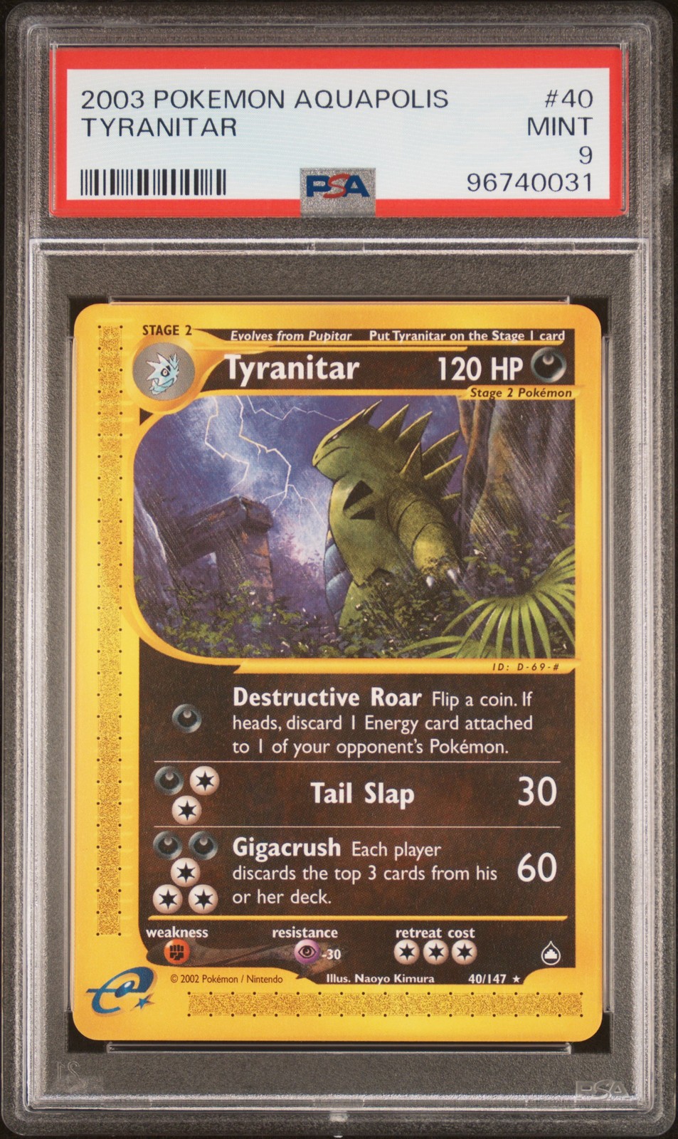 2003 Pokemon Aquapolis Tyranitar 40 PSA 9