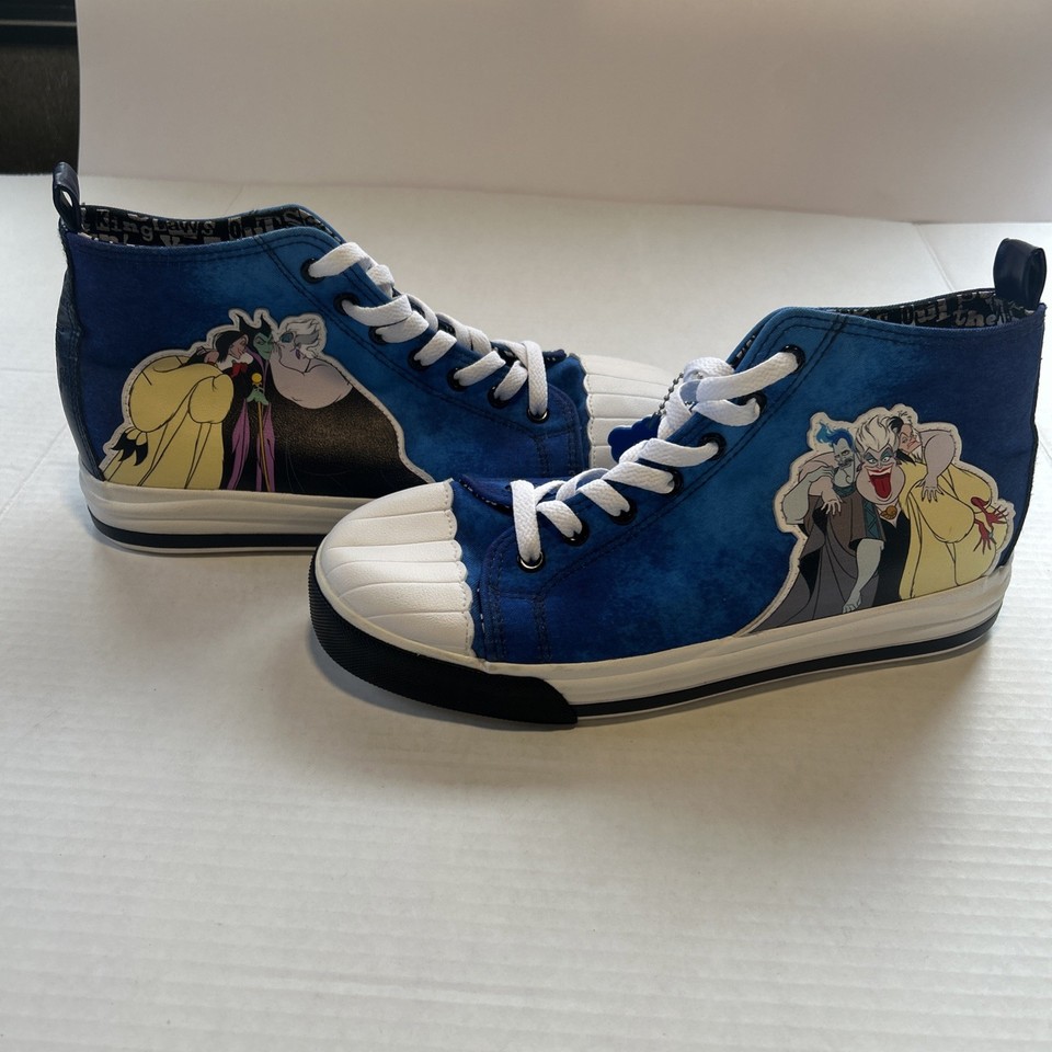 Disney Villains High Top Sneakers Women's Size 8.5 Lace Up Cruella Maleficent