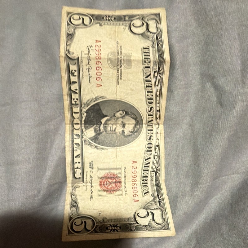 US $5 Federal Reserve Note Banknote - Circulated Paper Money