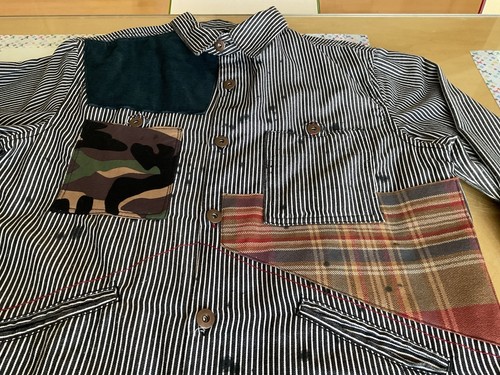 100% COTTON MEN PATCHWORK JACKET(L) - Picture 2 of 13