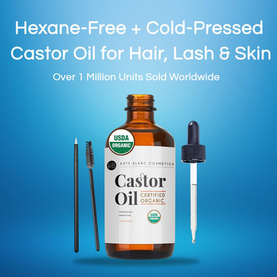 Castor Oil Organic for Hair, Lashes, Face, Skin (2oz), 100% Pure, Cold Presse...