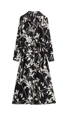 Zara PRINT SHIRT DRESS ~ Size M ~ ECRU / BLACK | 8691/220