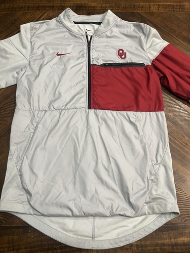 Nike Oklahoma Sooners Gray & Burgundy 1/2 Zip Windbreaker Jacket Size Small - Picture 3 of 11