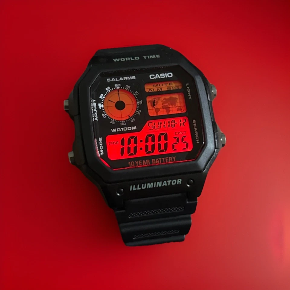 Reloj Digital Casio Royale AE1200 LCD Sunrise Personalizado Mod Hydro Mod LED ACTUALIZACIÓN Foto 2 de 4