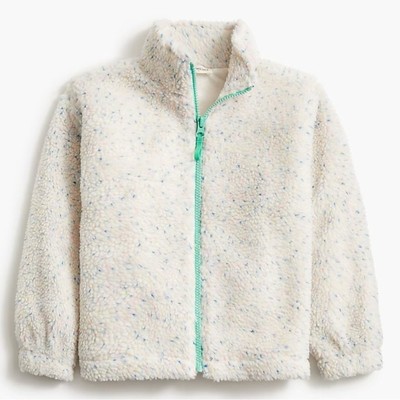 J. CREW Crewcuts Girls Ivory Confetti Sherpa full Zip-Up Jacket coat Sz 6-7 1005