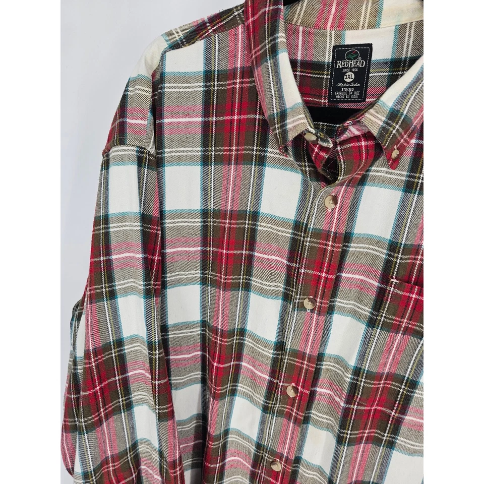 Camisa de vestir con botones de manga larga a cuadros Redhead para hombre talla 3XL Foto 2 de 4