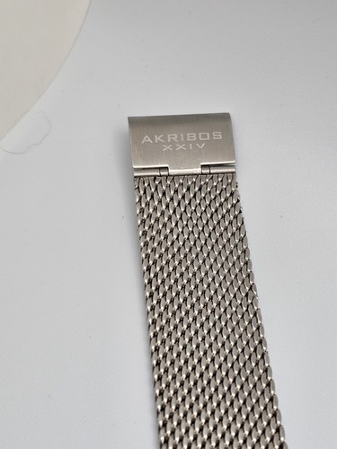 Akribos XXIV Men Chronograph Watch AK625SSB Silvertone Stainless Milanese Band - Picture 11 of 17