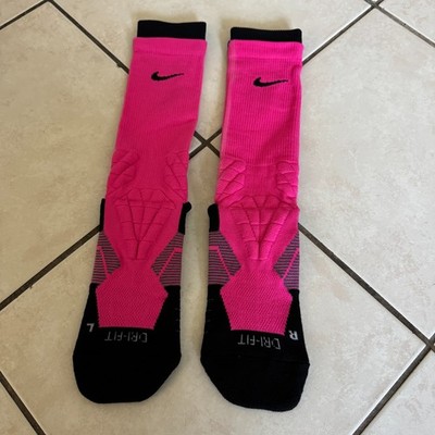 NIKE Elite Vapor Crew FOOTBALL Socks LARGE ( Men 8-12 ) PINK/ BLK