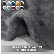 Reversible Large Faux Fur Fleece Throw Super Soft Light Weight Sofa Bed Blanket