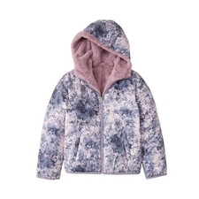 Abercrombie kids cozy puffer gray and purple jacket fur jacket girls size 11/12