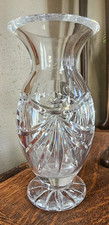 Beautiful heavy crystal 7 1/2" tall thumbprint cut crystal vase
