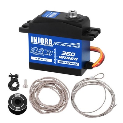 INJORA 35KG Digital Winch Servo with 19x11mm Spool Kit for SCX10 PRO, Waterproof