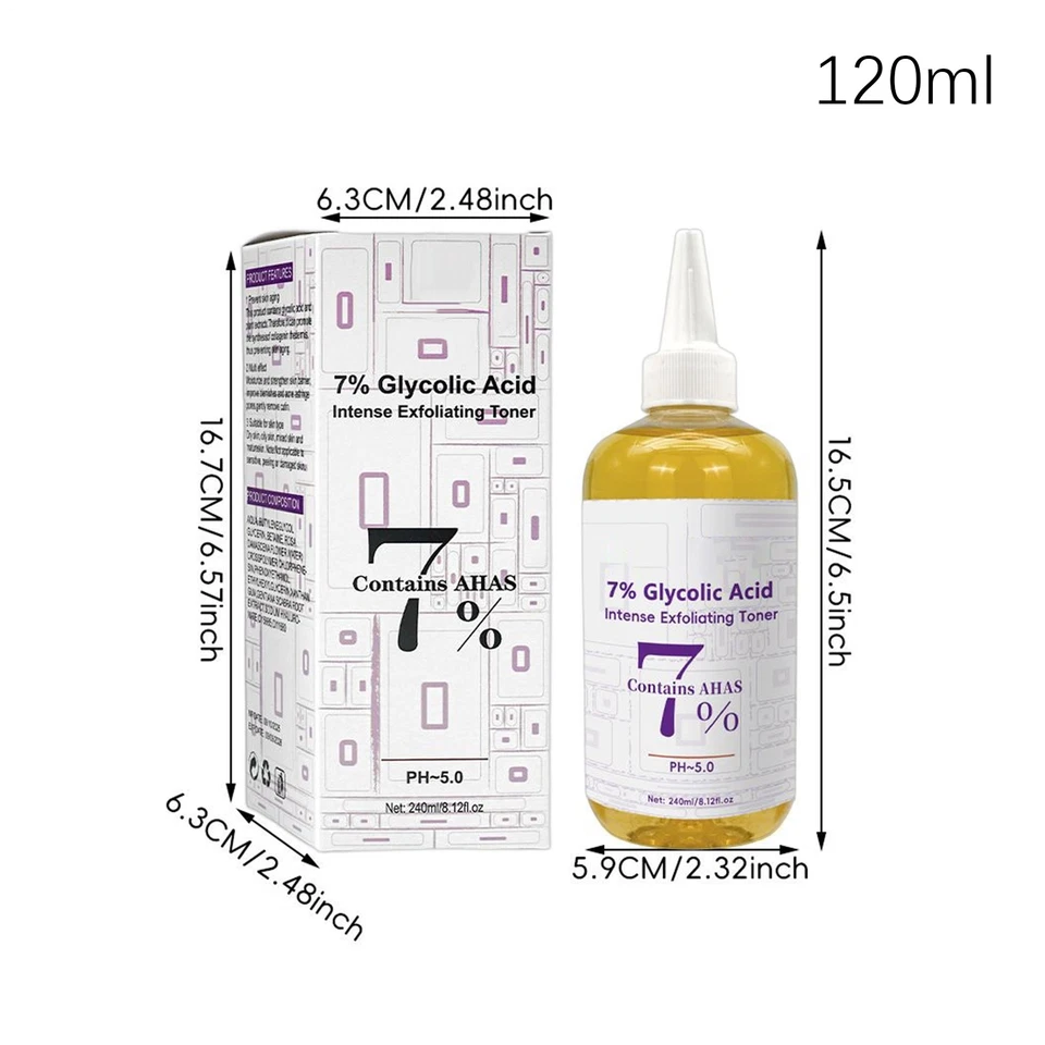 Face Exfoliating Toner 120ml 7% Acido Glicolico Como Smoothing Moisturizer - Image 2 of 4