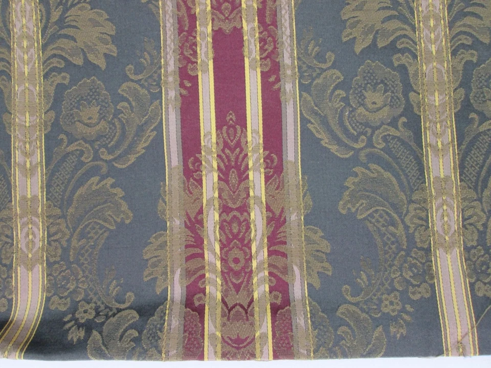 Croscill Majestic Цветочный Дамаск Полосатая Ткань Зеленое Золото Красная Обивка Домашний Дек - Изображение 3 из 4