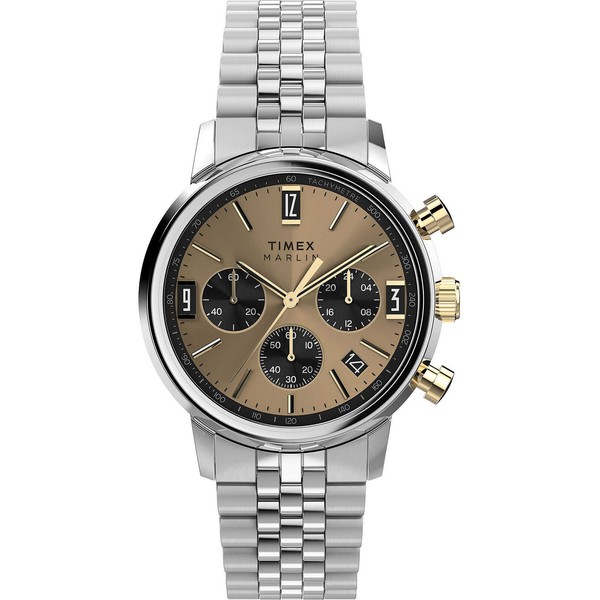 Herrenuhr Timex Marlin TW2W60100 Chrono Edelstahl Champagne-image