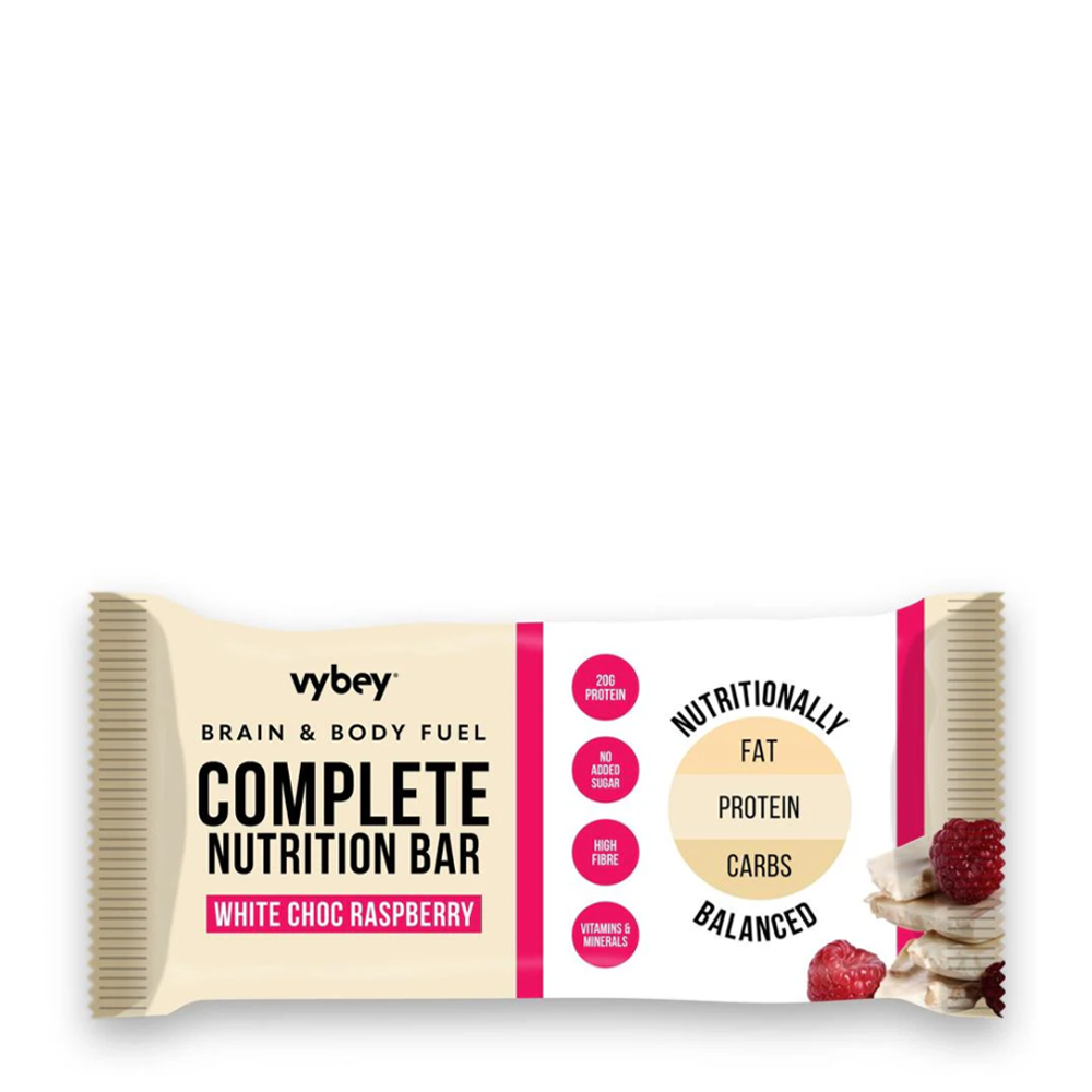 Vybey Complete Meal Bar White Chocolate Raspberry 80g High Protein Vegan